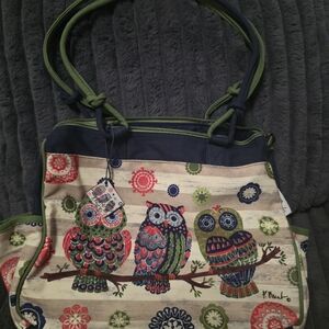 Colorful Owl Print Women's Bag